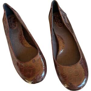 BOC Ballet Flats SZ 10 Faux Croc Embossed Slip-On Comfort Shoes Workwear
